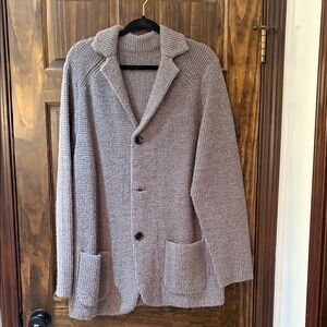 Chunky Knit Button-Up Cardigan Jacket in Gray